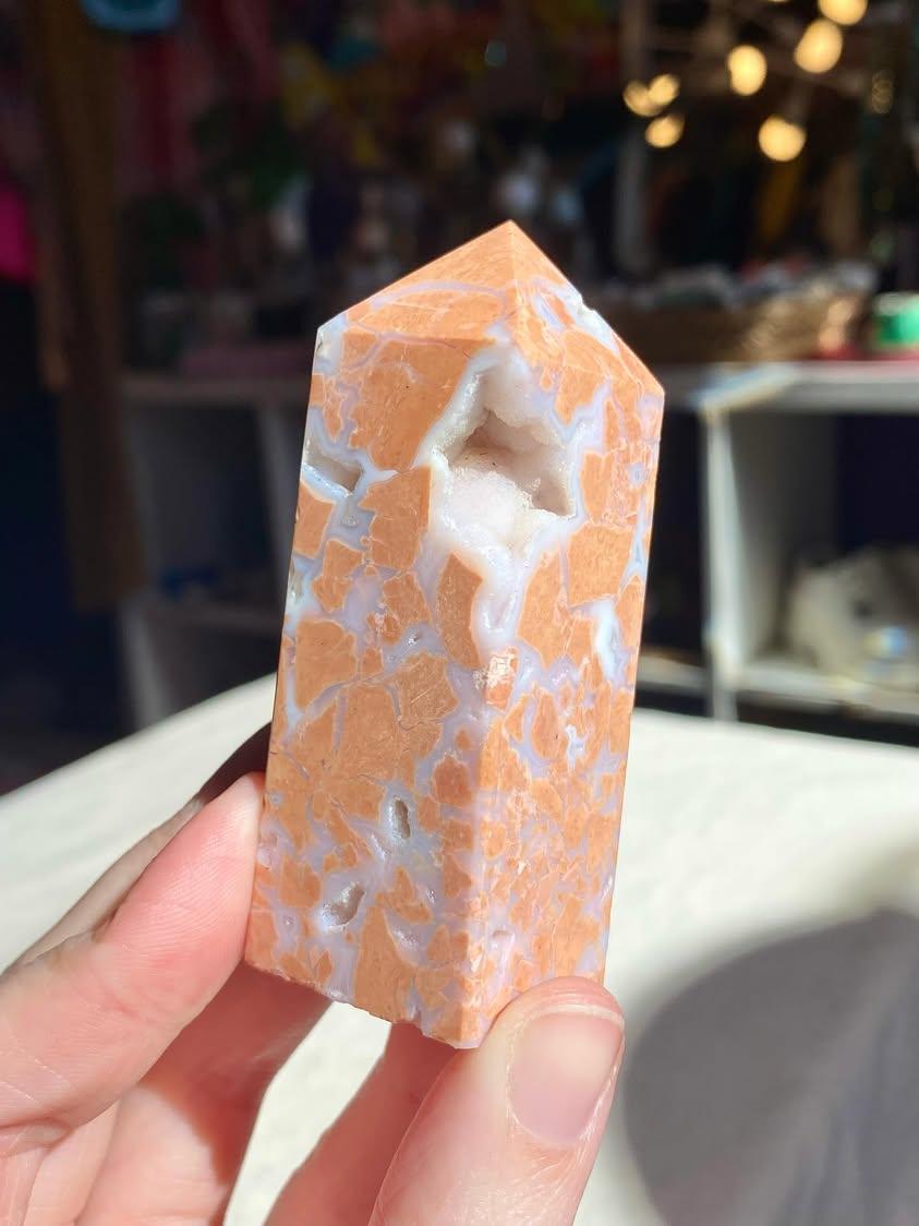 Pink Agate Obelisk